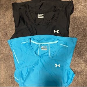 Under Armour Black and Blue Athletic Tank Tops
